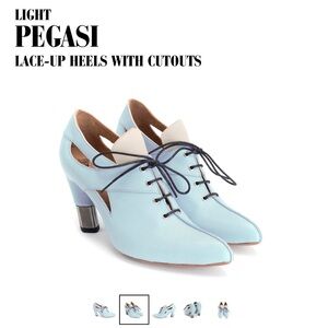 John Fluevog Pegasi Lace Up Pumps Baby Blue Light Size 6